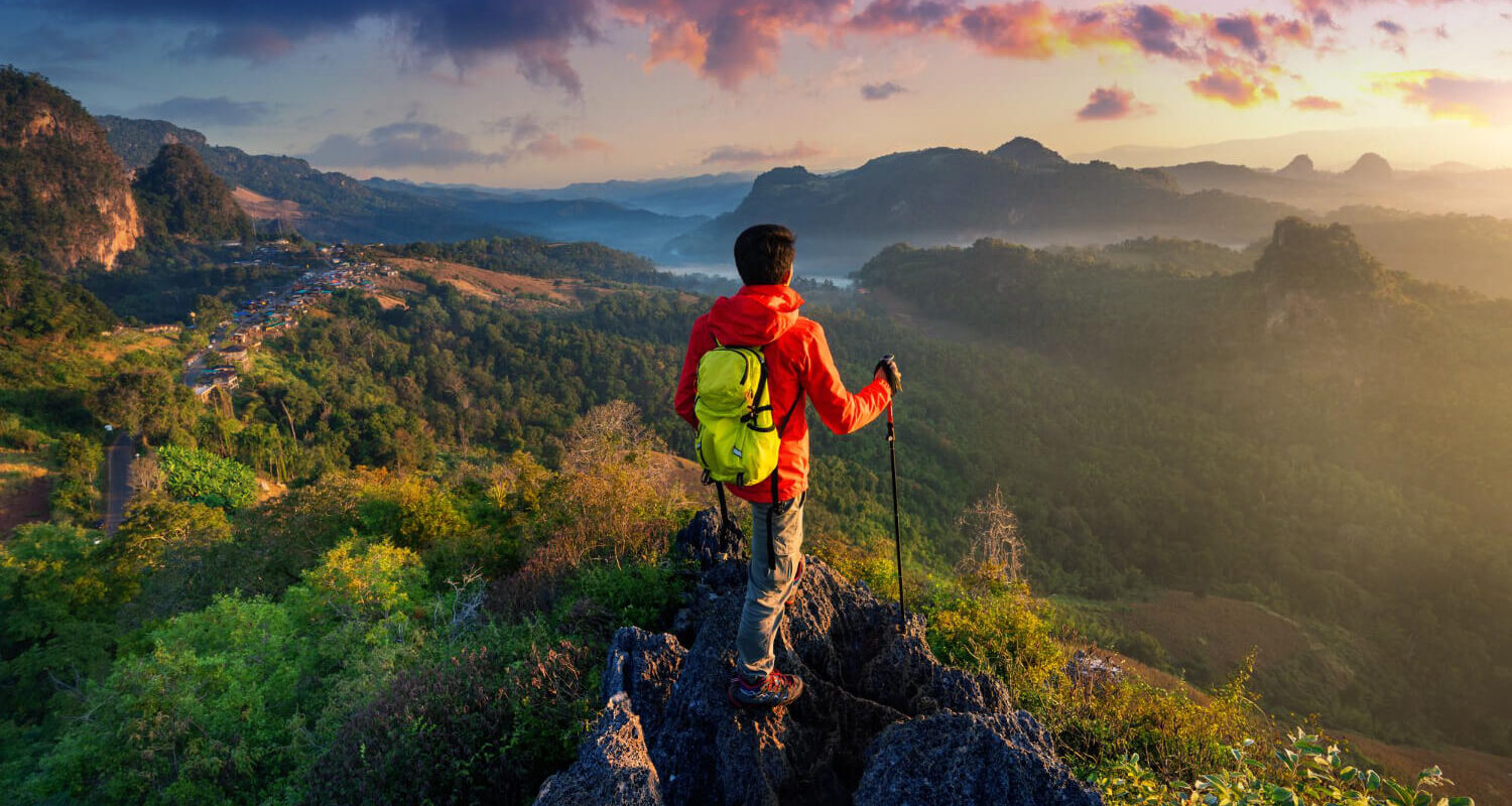 standing sunrise viewpoint ja bo village mae hong son province thailand