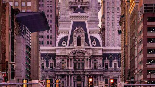 the philadelphia city hall in pennsylvania during christmas