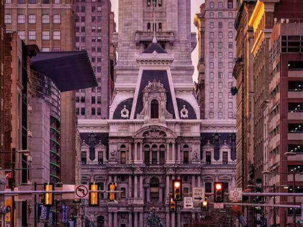 the philadelphia city hall in pennsylvania during christmas