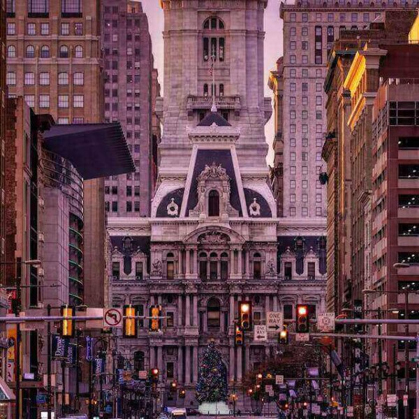 the philadelphia city hall in pennsylvania during christmas