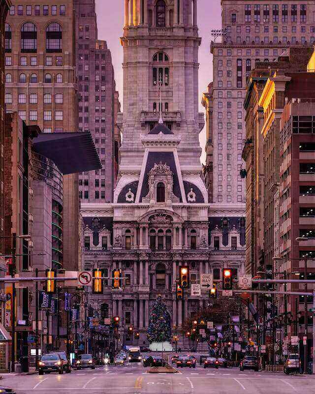 the philadelphia city hall in pennsylvania during christmas