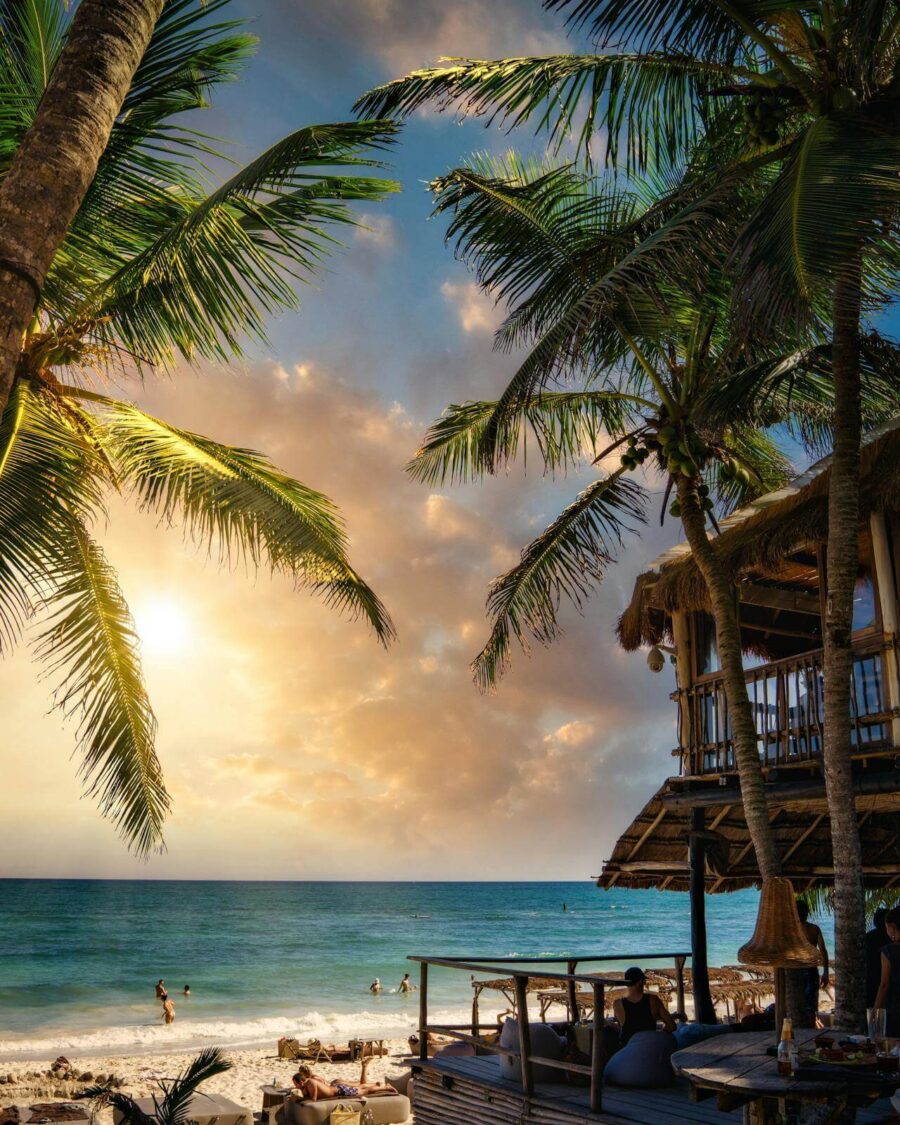 brown wooden house on beach